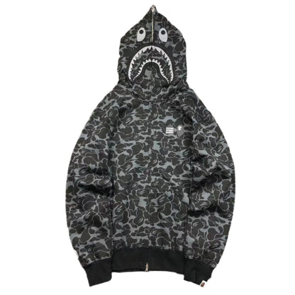 BAPE X DOVER STREET MARKET SPECIAL CAMO SHARK FULL ZIP HOODIE BLACK