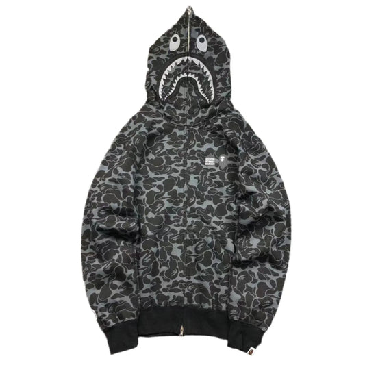 BAPE X DOVER STREET MARKET SPECIAL CAMO SHARK FULL ZIP HOODIE BLACK