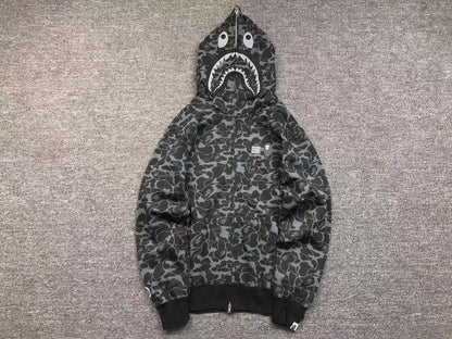 BAPE X DOVER STREET MARKET SPECIAL CAMO SHARK FULL ZIP HOODIE BLACK