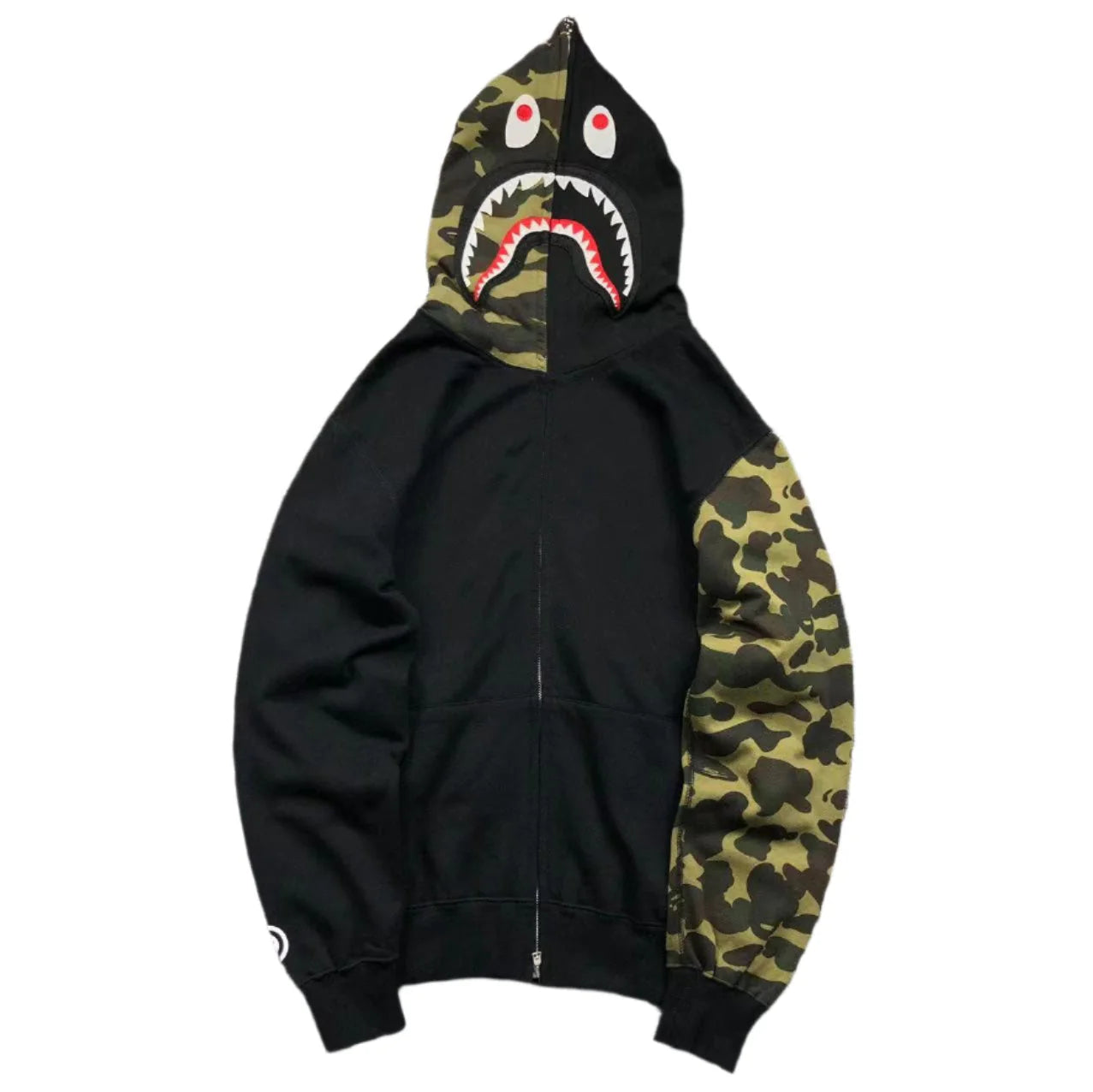 BAPE GREEN CAMO FULL ZIP HOODIE BLACK