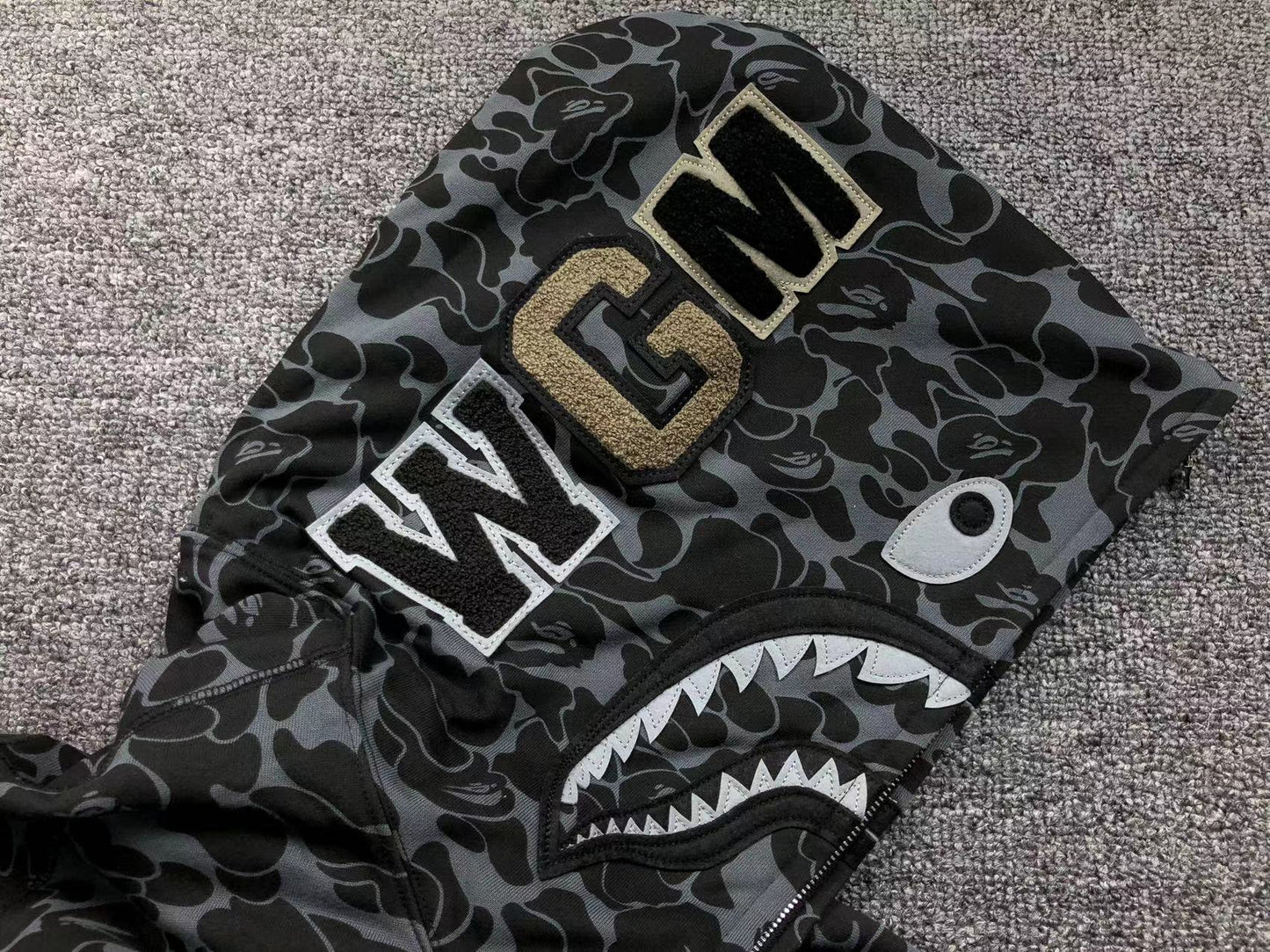 BAPE X DOVER STREET MARKET SPECIAL CAMO SHARK FULL ZIP HOODIE BLACK