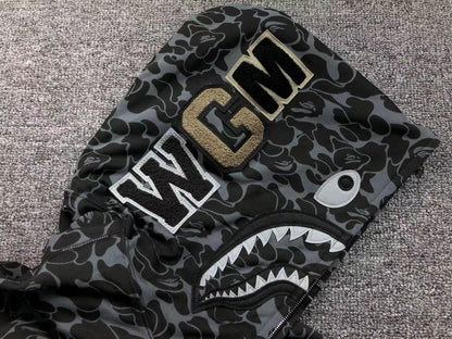 BAPE X DOVER STREET MARKET SPECIAL CAMO SHARK FULL ZIP HOODIE BLACK