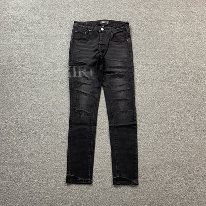 AMIRI CORE APPLIQUE BLACK LEATHER JEANS