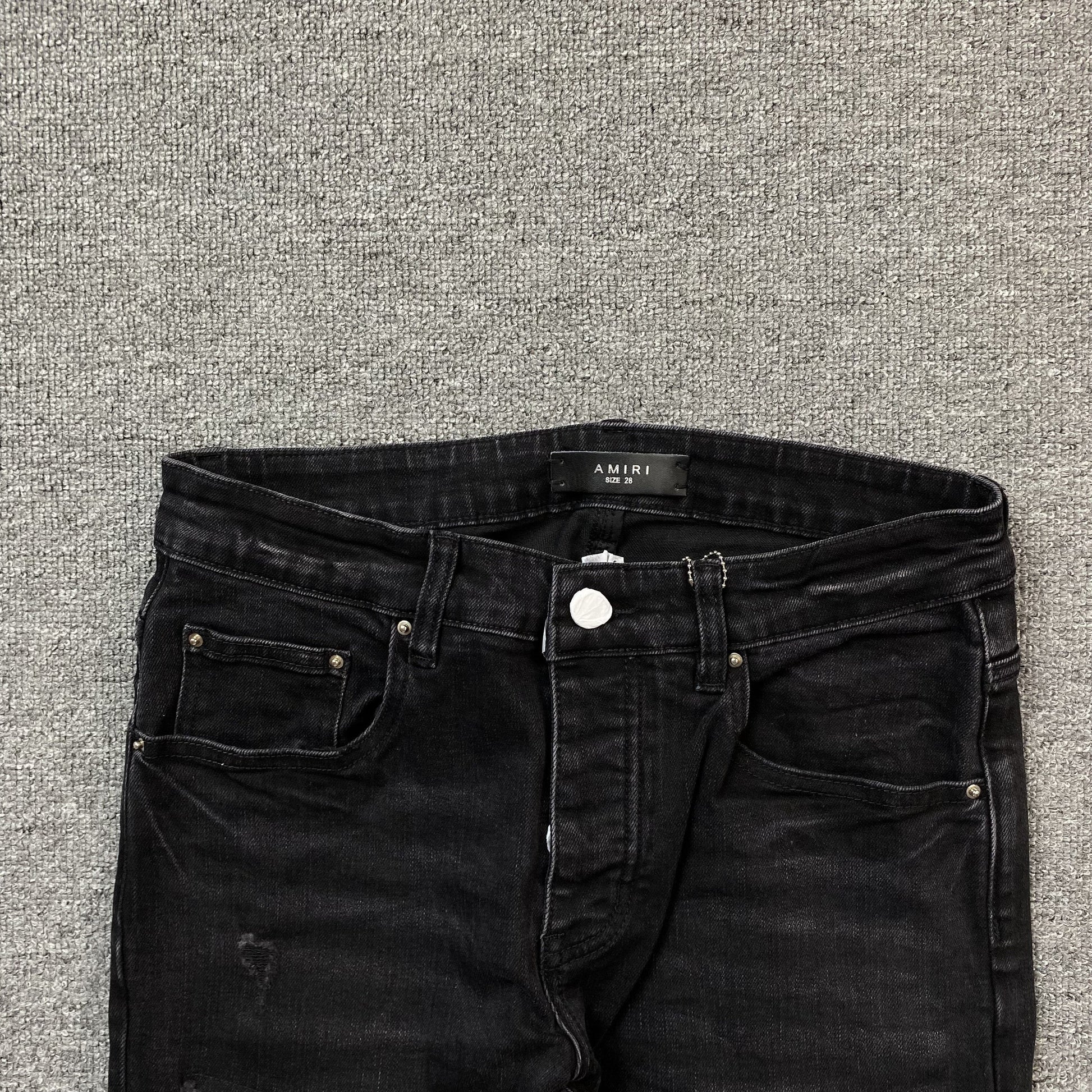 AMIRI CORE APPLIQUE BLACK LEATHER JEANS
