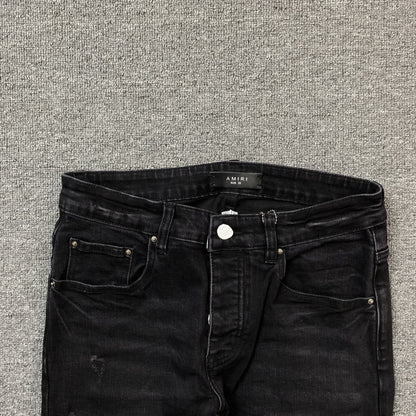 AMIRI CORE APPLIQUE BLACK LEATHER JEANS