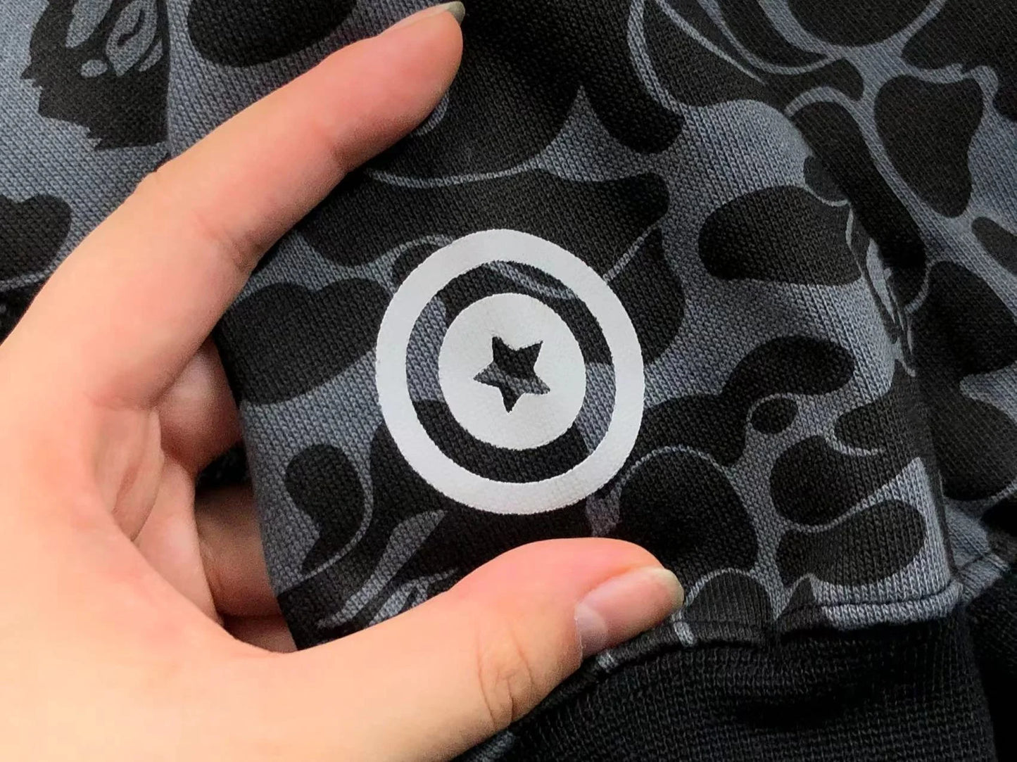 BAPE X DOVER STREET MARKET SPECIAL CAMO SHARK FULL ZIP HOODIE BLACK