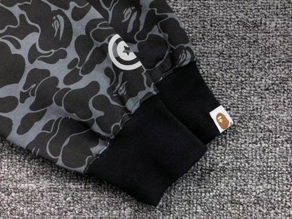 BAPE X DOVER STREET MARKET SPECIAL CAMO SHARK FULL ZIP HOODIE BLACK