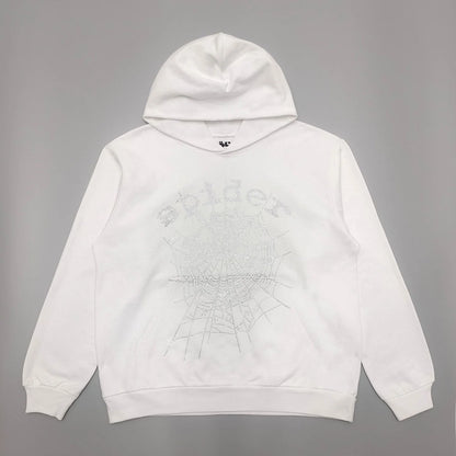 SP5DER OG RHINESTONE LOGO HOODIE WHITE