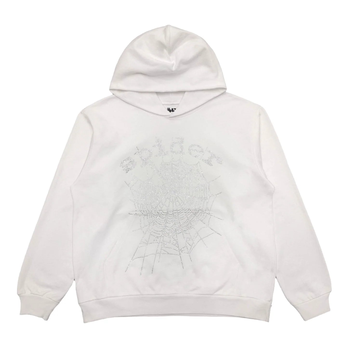 SP5DER OG RHINESTONE LOGO HOODIE WHITE