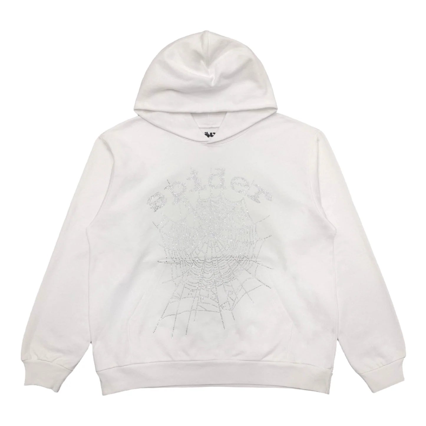 SP5DER OG RHINESTONE LOGO HOODIE WHITE