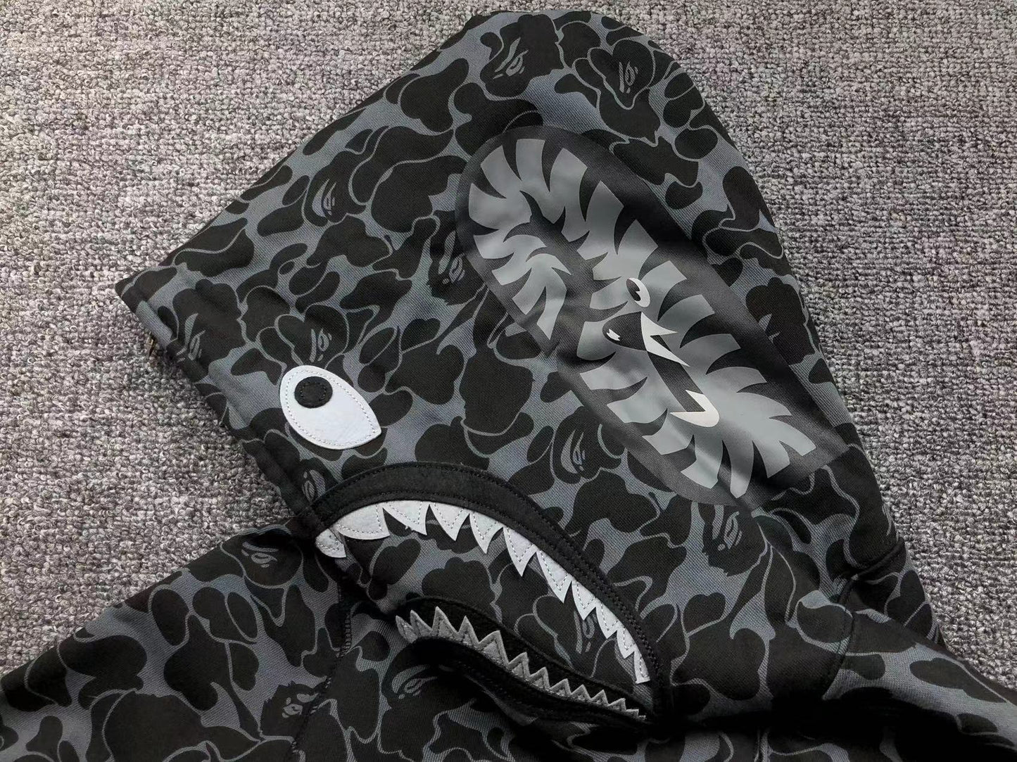 BAPE X DOVER STREET MARKET SPECIAL CAMO SHARK FULL ZIP HOODIE BLACK