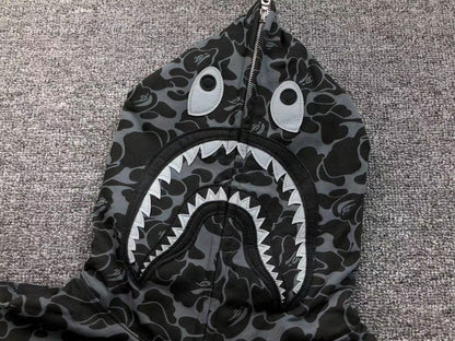 BAPE X DOVER STREET MARKET SPECIAL CAMO SHARK FULL ZIP HOODIE BLACK
