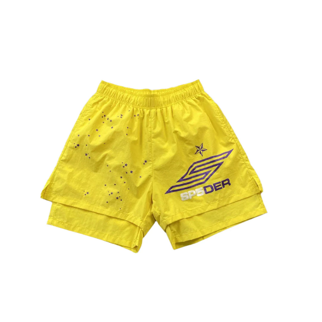 SP5DER DOUBLE LAYER SHORTS YELLOW